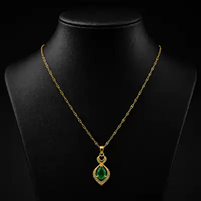 Emerald Teardrop Pendant Necklace
